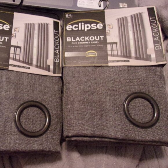 Eclipse light grey Blackout Curtain Panels Set of 2 52" x 84" New - Picture 4 of 4